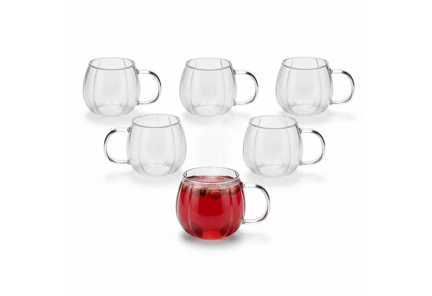 relaxdays Gläser-Set mit Henkel, 6er Pack, Transparent - Bild 2