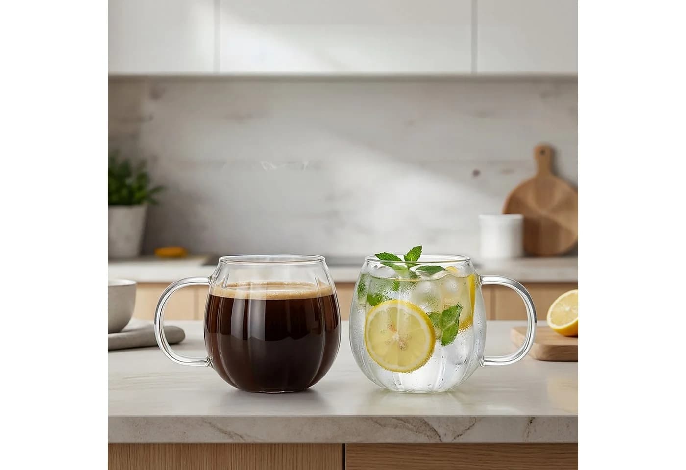 relaxdays Gläser-Set mit Henkel, 6er Pack, Transparent - Bild 3
