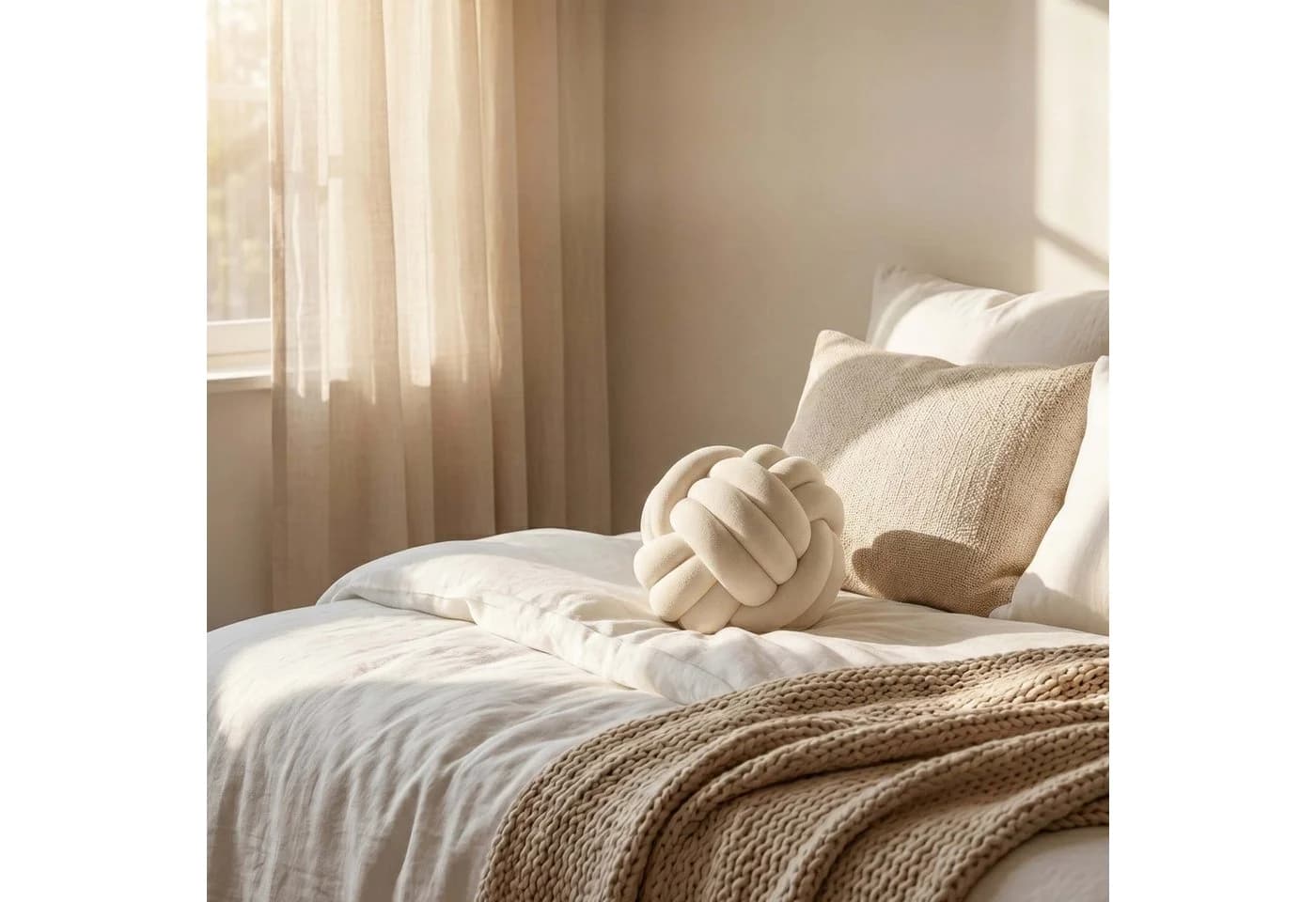 relaxdays Dekokissen Knotenkissen Braun - Bild 5