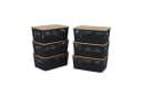 relaxdays Aufbewahrungsbox mit Bambusdeckel 6er-Pack Schwarz Bild 2