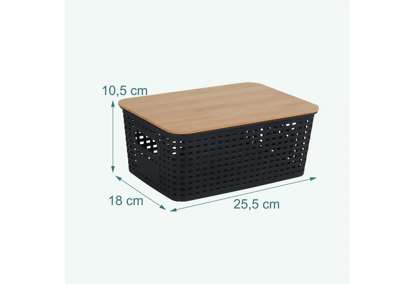 relaxdays Aufbewahrungsbox mit Bambusdeckel 6er-Pack Schwarz - Bild 4