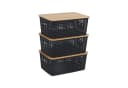 relaxdays Aufbewahrungsbox Set mit Bambusdeckel Schwarz 3er-Pack Bild 2
