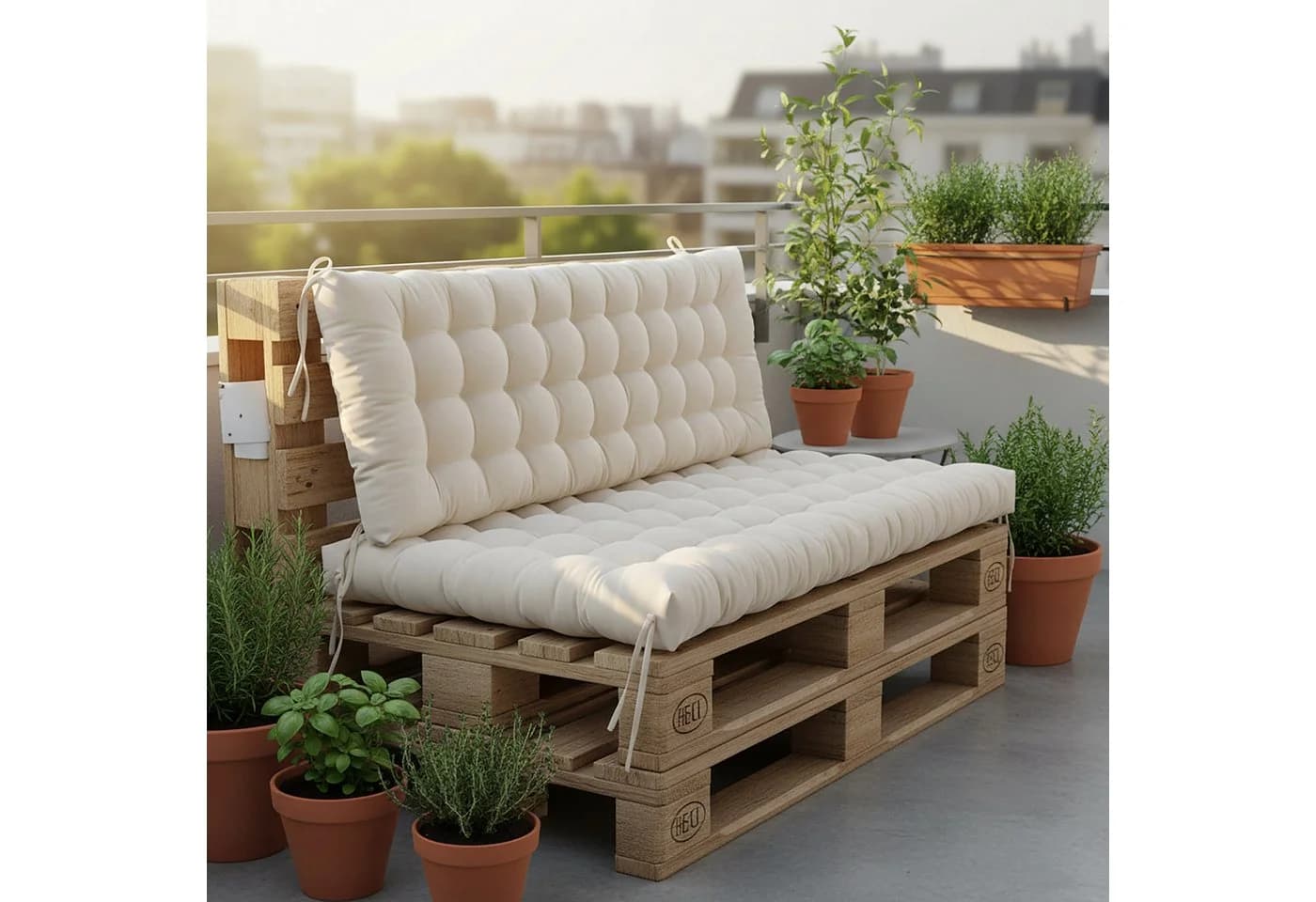 relaxdays Gesteppte Bankauflage Beige Hochwertig - Bild 3