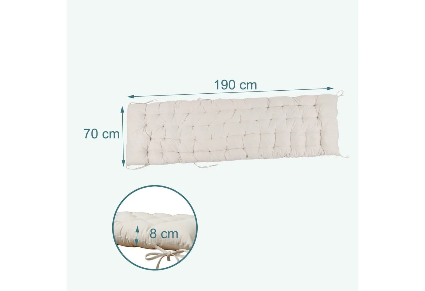 relaxdays Gesteppte Bankauflage Beige Hochwertig - Bild 4