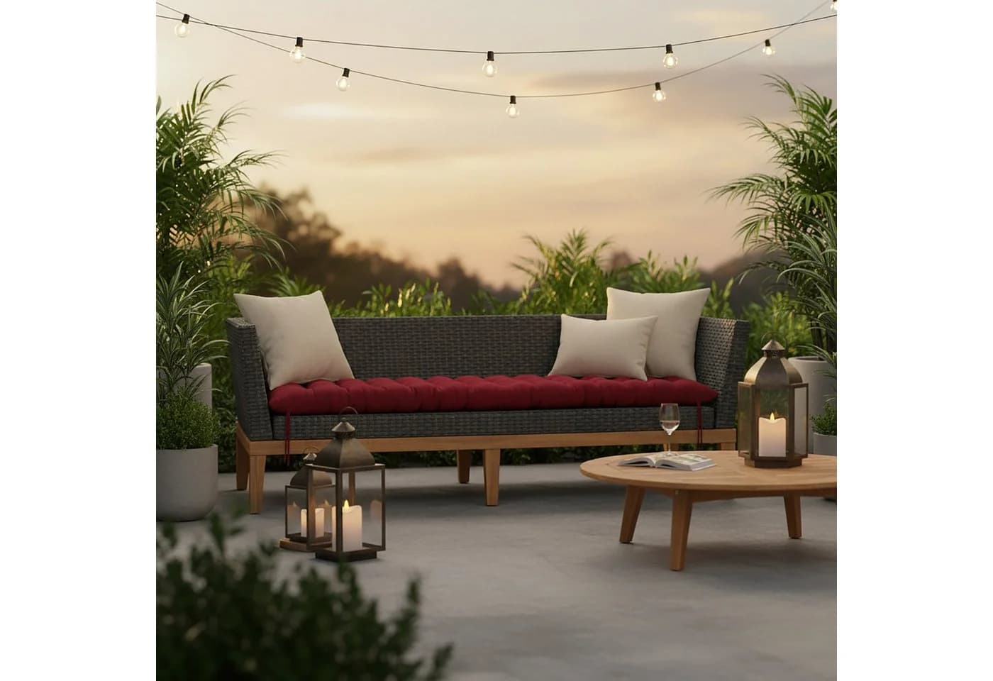relaxdays Gesteppte Bankauflage Rot 180x50 cm