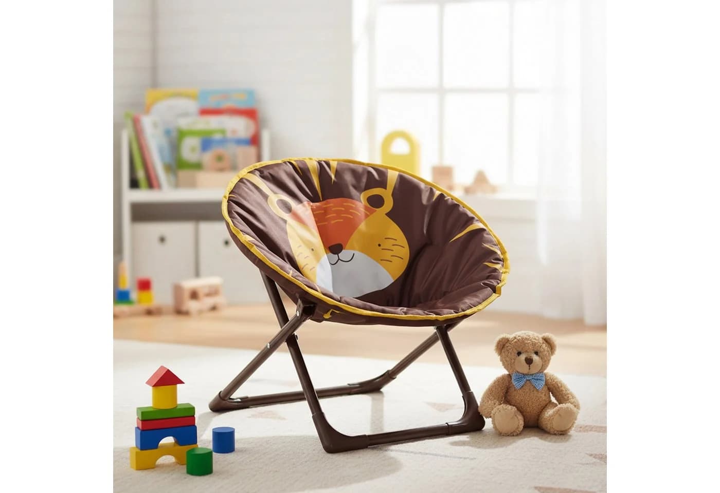 relaxdays Faltbarer Campingstuhl Moonchair für Kinder Löwe