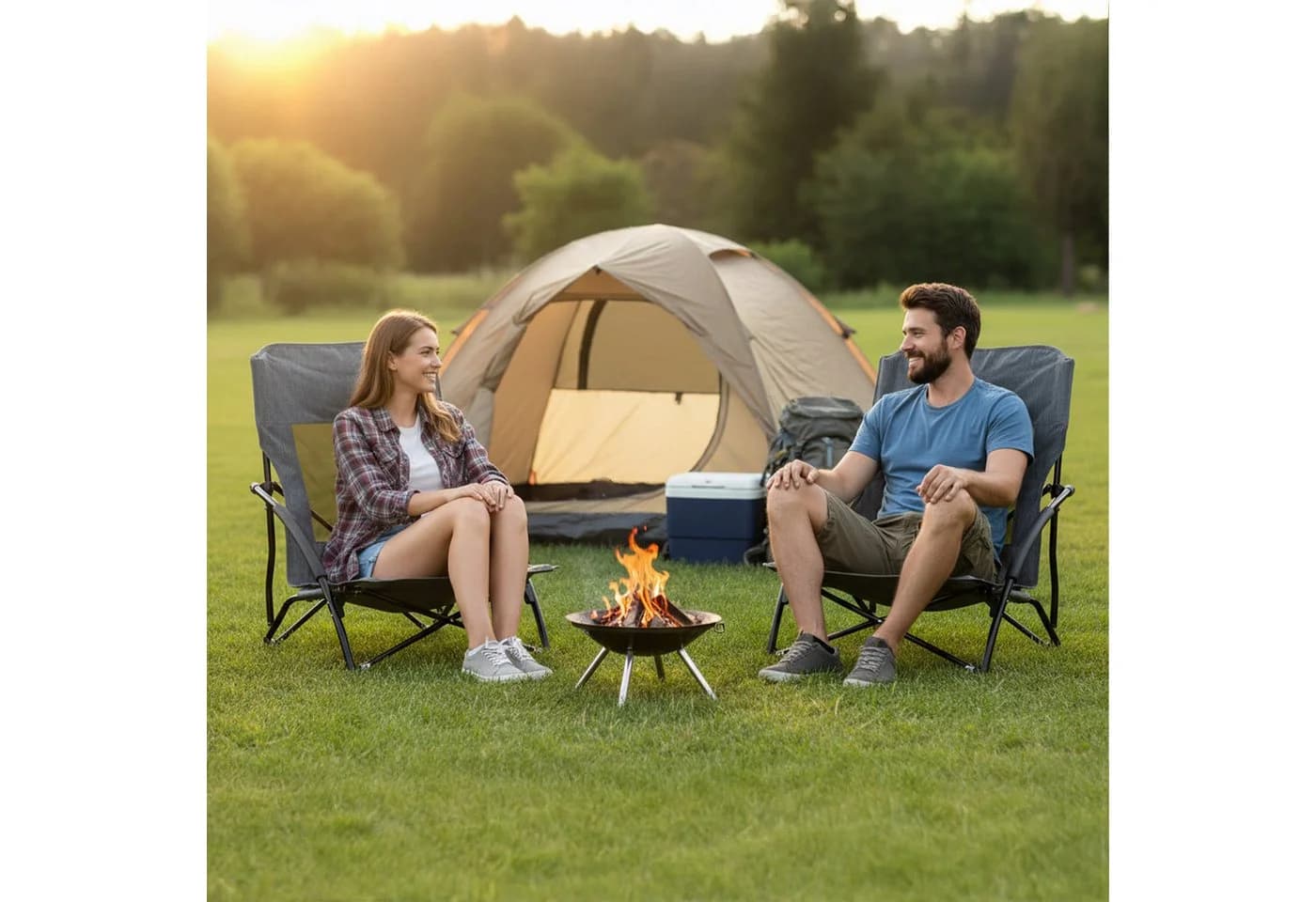 relaxdays Campingstuhl Faltbarer Strandstuhl 2er Set Grau - Bild 3