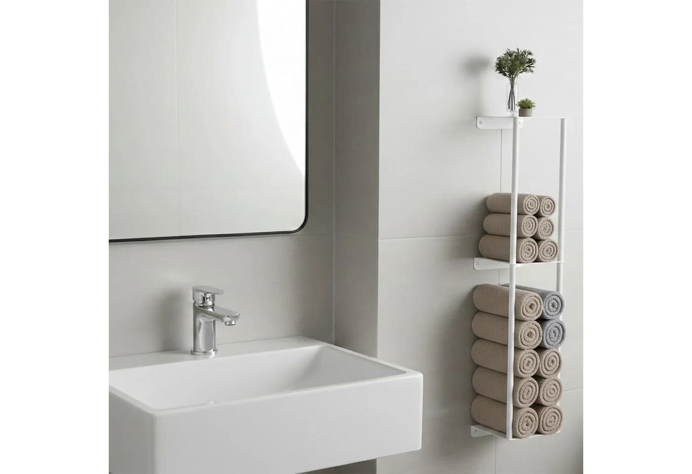 relaxdays Handtuchregal Wand weiß mit Ablage