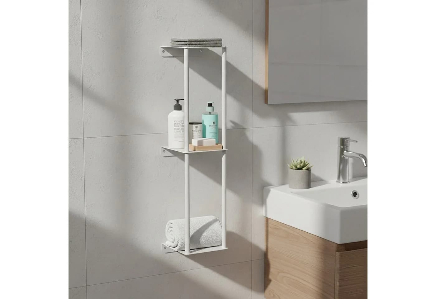 relaxdays Handtuchregal Wand weiß mit Ablage - Bild 5