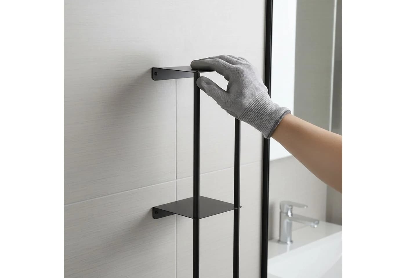 relaxdays Handtuchregal Wandhalterung Schwarz Metall - Bild 3