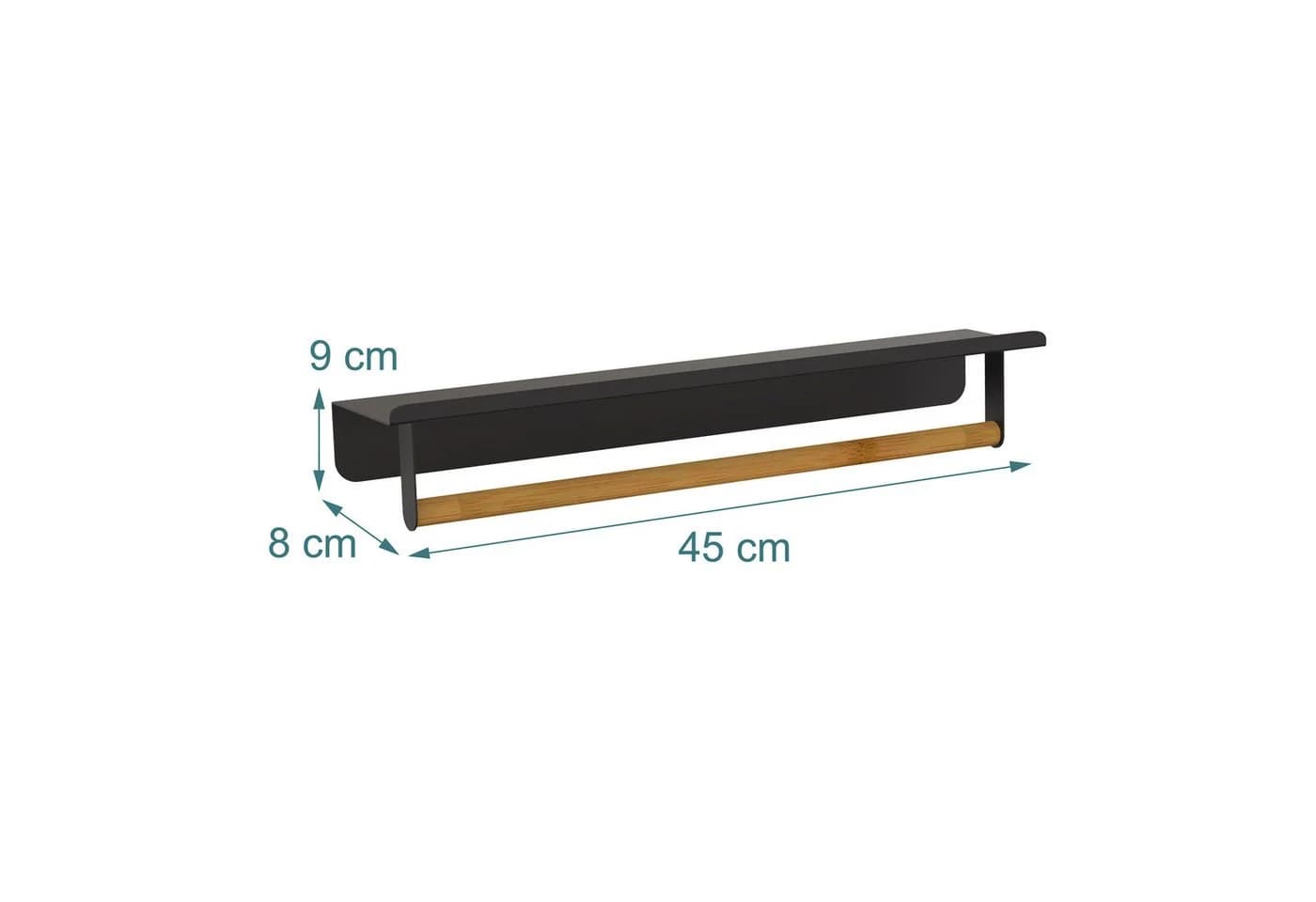 relaxdays Handtuchhalter Wand mit Ablage Bambus Schwarz - Bild 4
