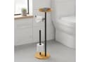 relaxdays Toilettenpapierhalter mit Ablage Schwarz/Braun Bambus Metall Bild 3