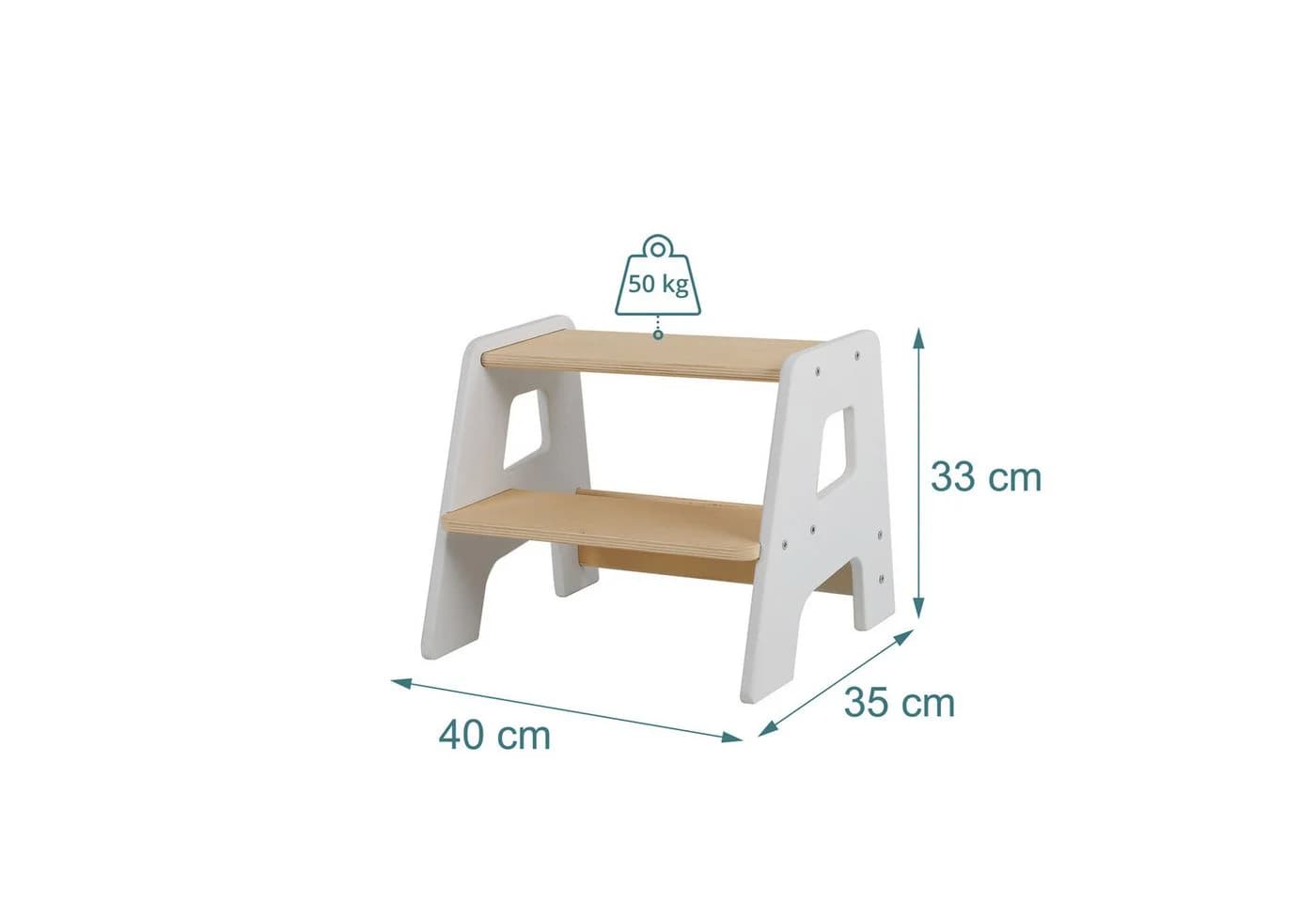 relaxdays Tritthocker für Kinder Weiß 2-stufig - Bild 4