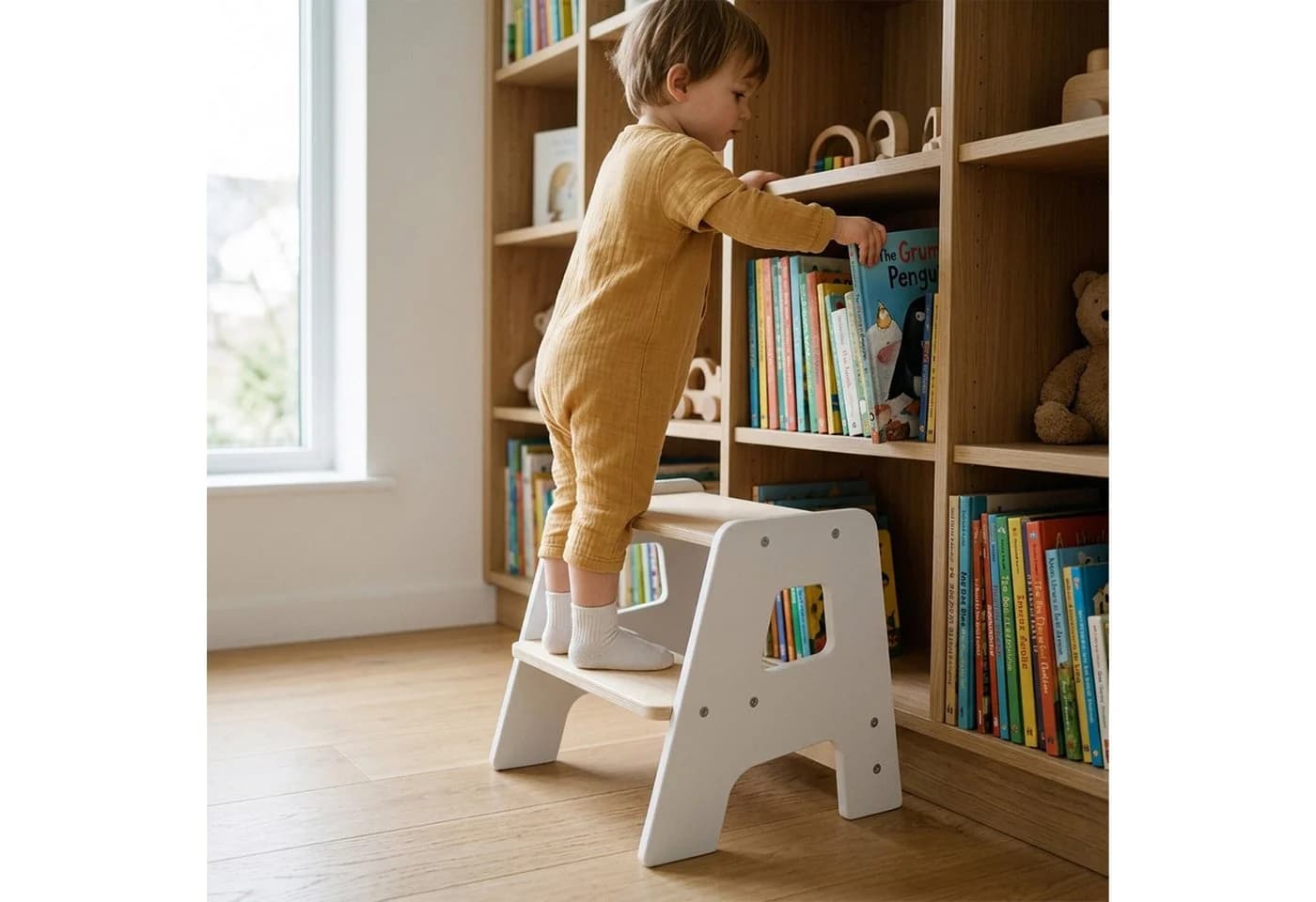 relaxdays Tritthocker für Kinder Weiß 2-stufig - Bild 5