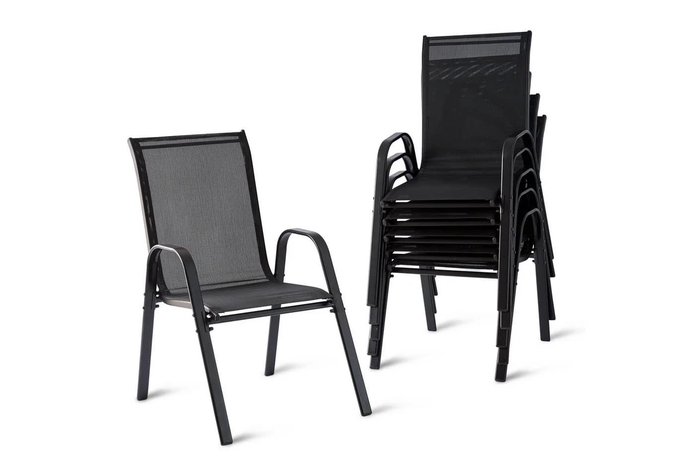 relaxdays Stapelstuhl Gartenstühle Hochlehner Set 6er Pack Anthrazit - Bild 2