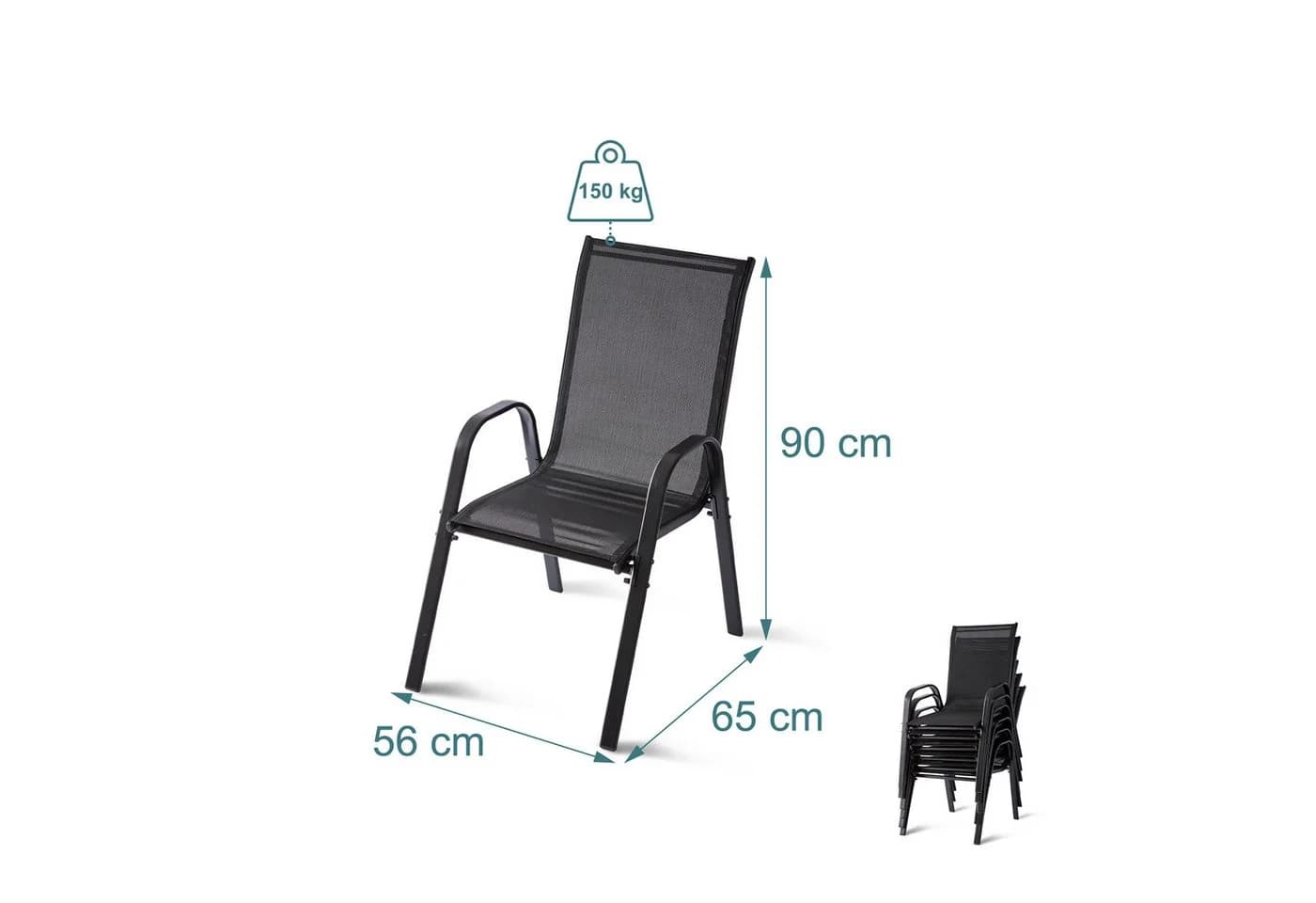 relaxdays Stapelstuhl Gartenstühle Hochlehner Set 6er Pack Anthrazit - Bild 4