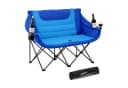 relaxdays Campingstuhl Faltbare Camping Bank für 2 Personen blau Bild 2