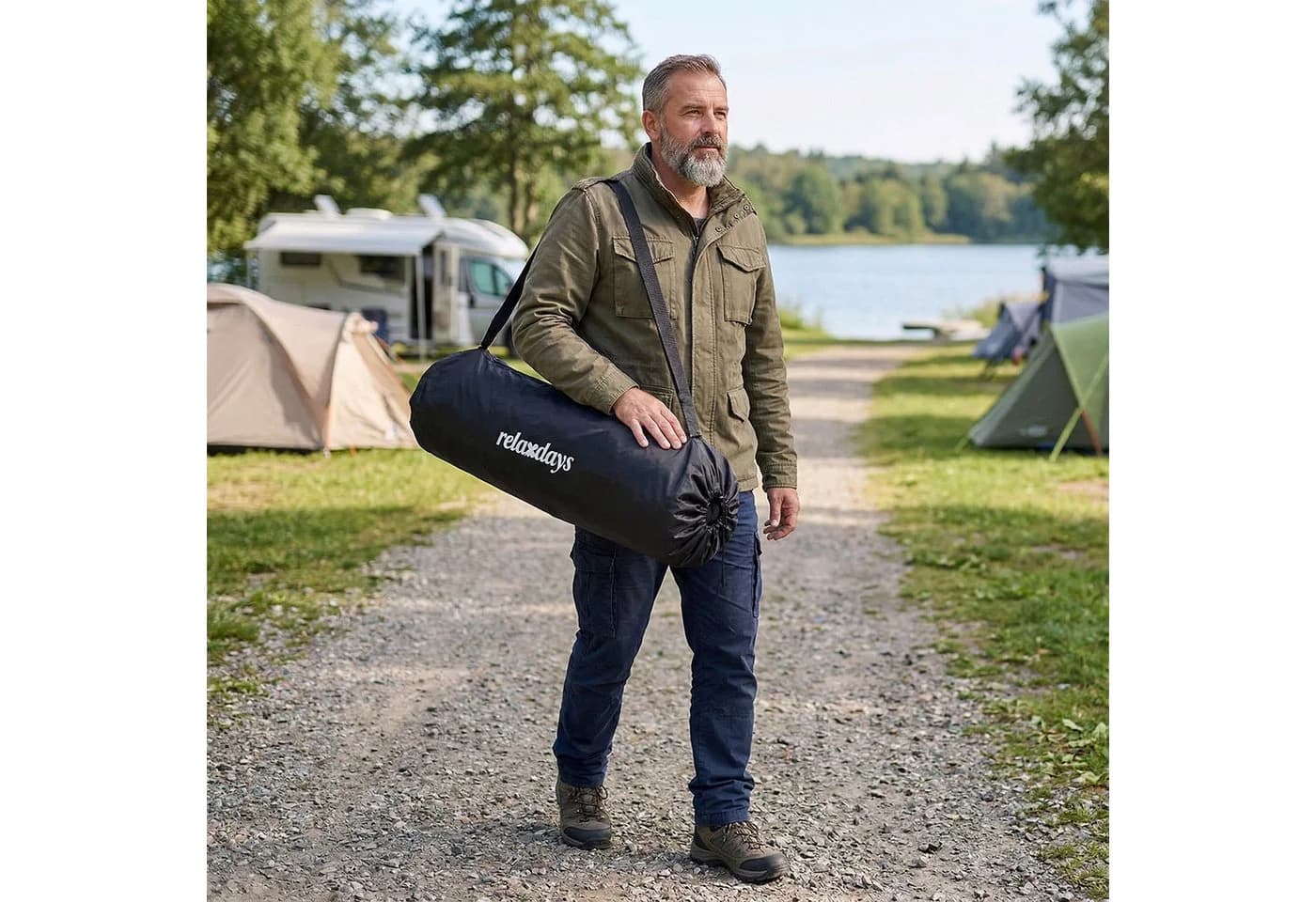 relaxdays Campingstuhl Faltbare Camping Bank für 2 Personen blau - Bild 3