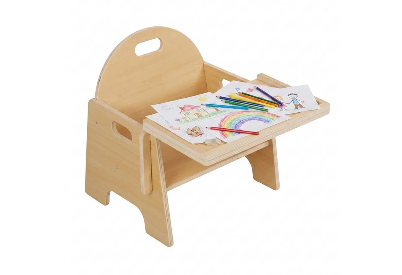 relaxdays Kinderstuhl ab 1 Jahr mit Tischaufsatz Natur - Bild 2