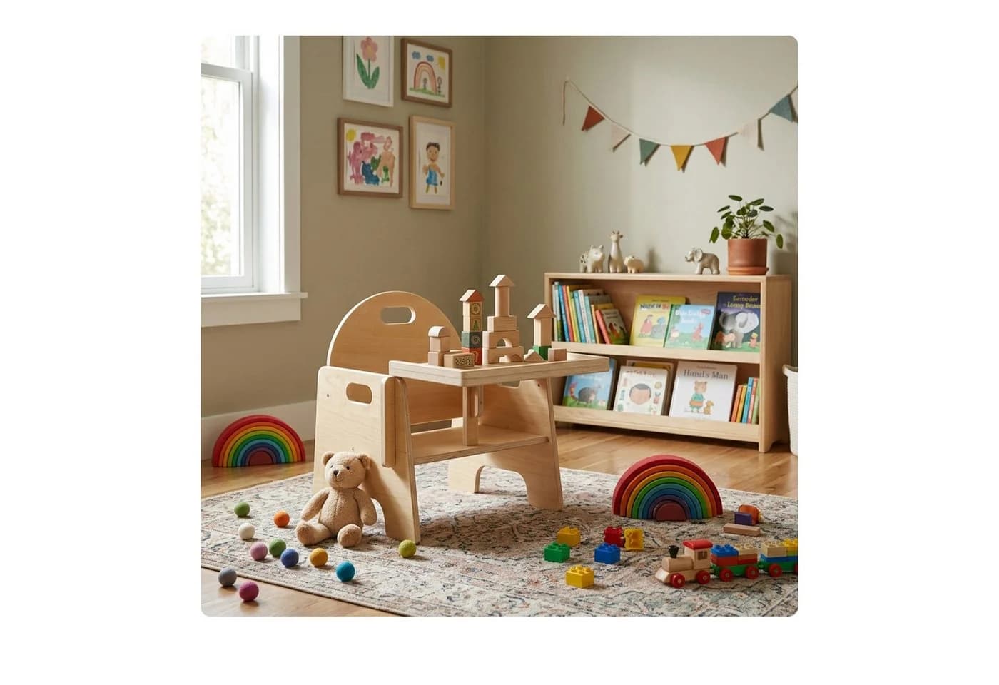 relaxdays Kinderstuhl ab 1 Jahr mit Tischaufsatz Natur - Bild 5