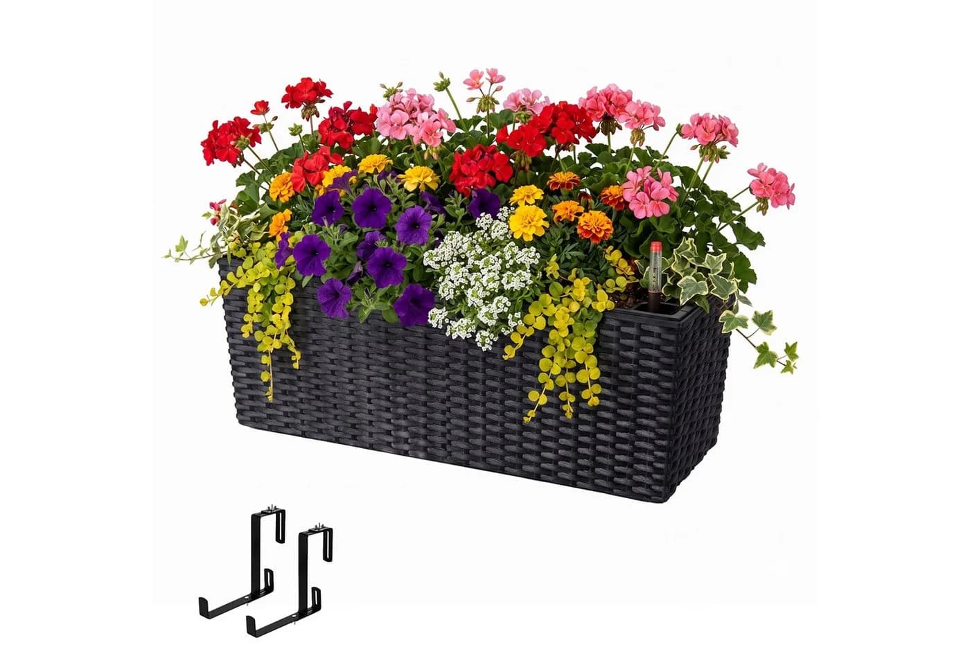 relaxdays Balkonkasten mit Bewässerungssystem & Füllstandsanzeige, Schwarz - Bild 2