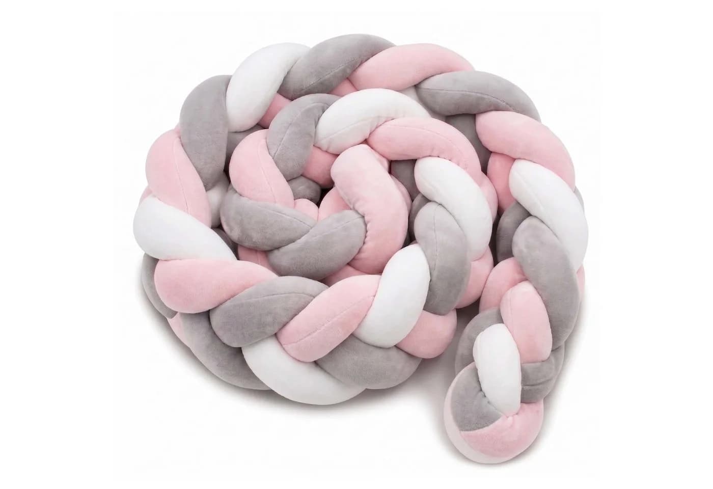 relaxdays Kuschelnest Geflochtene Bettschlange Grau-Rosa - Bild 2
