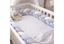 relaxdays Geflochtene Bettschlange Grau-Blau Bild 1