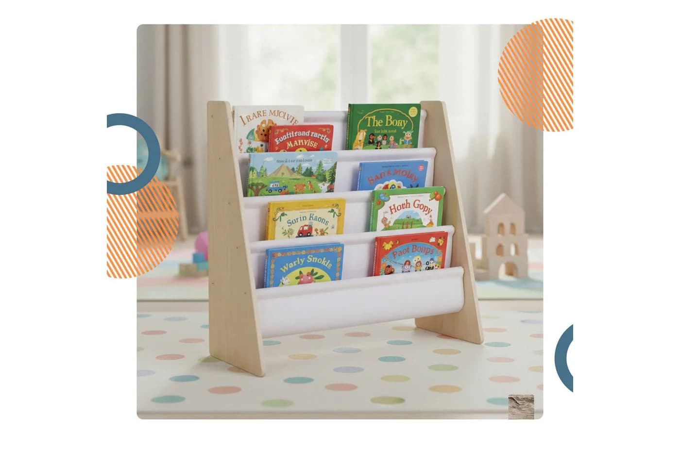 relaxdays Kinderregal mit 4 Stofftaschen Weiß/Natur - Bild 3