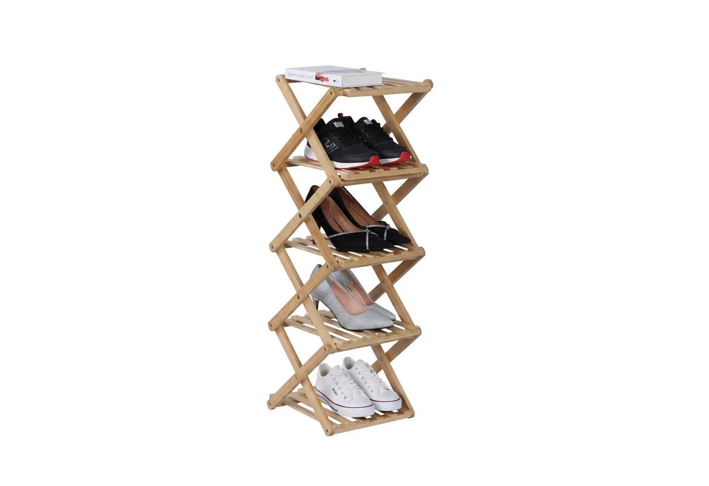 relaxdays Schuhregal Faltbar Bambus 5 Ebenen Natur - Bild 2