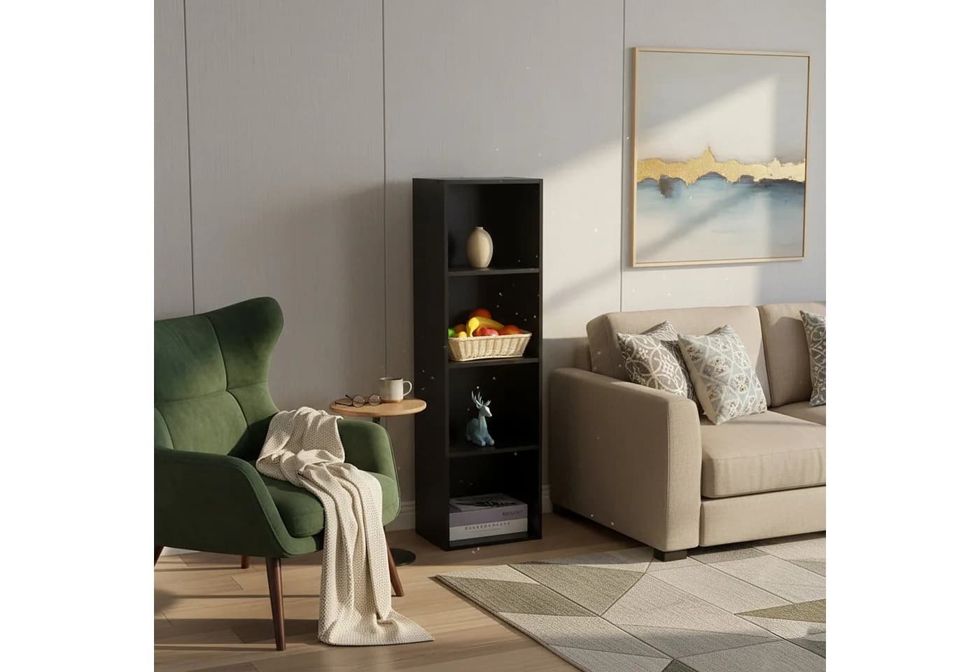 relaxdays Bücherregal Würfelform Schwarz