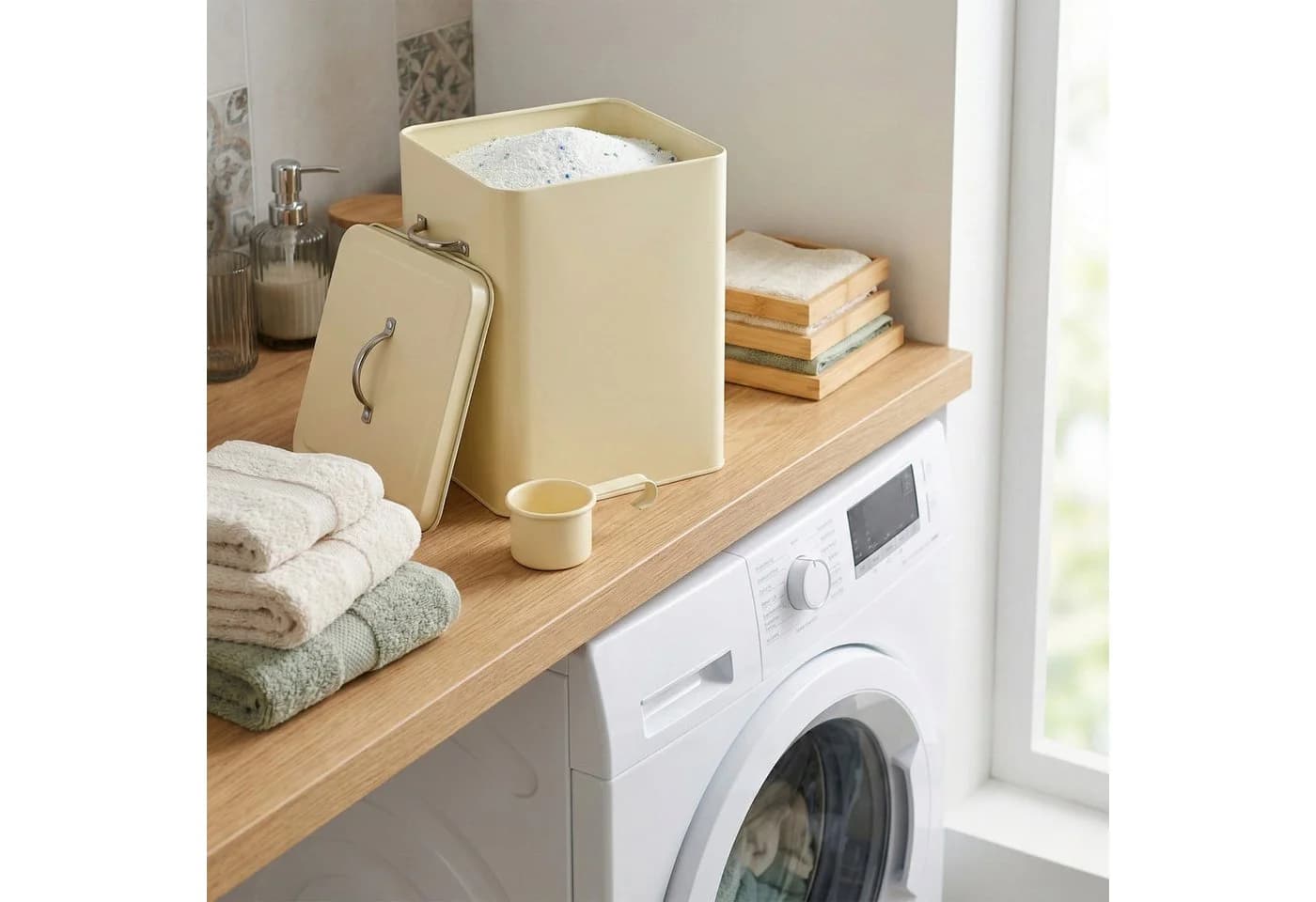 relaxdays Aufbewahrungsbox Metall 6 Liter Beige