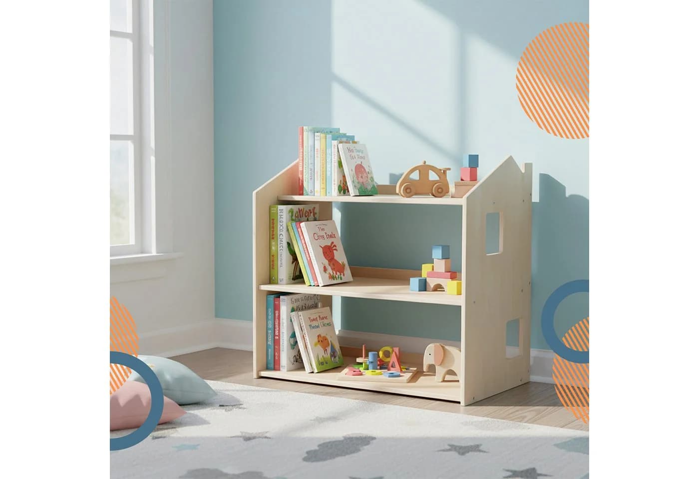 relaxdays Kinderregal Hausform Braun