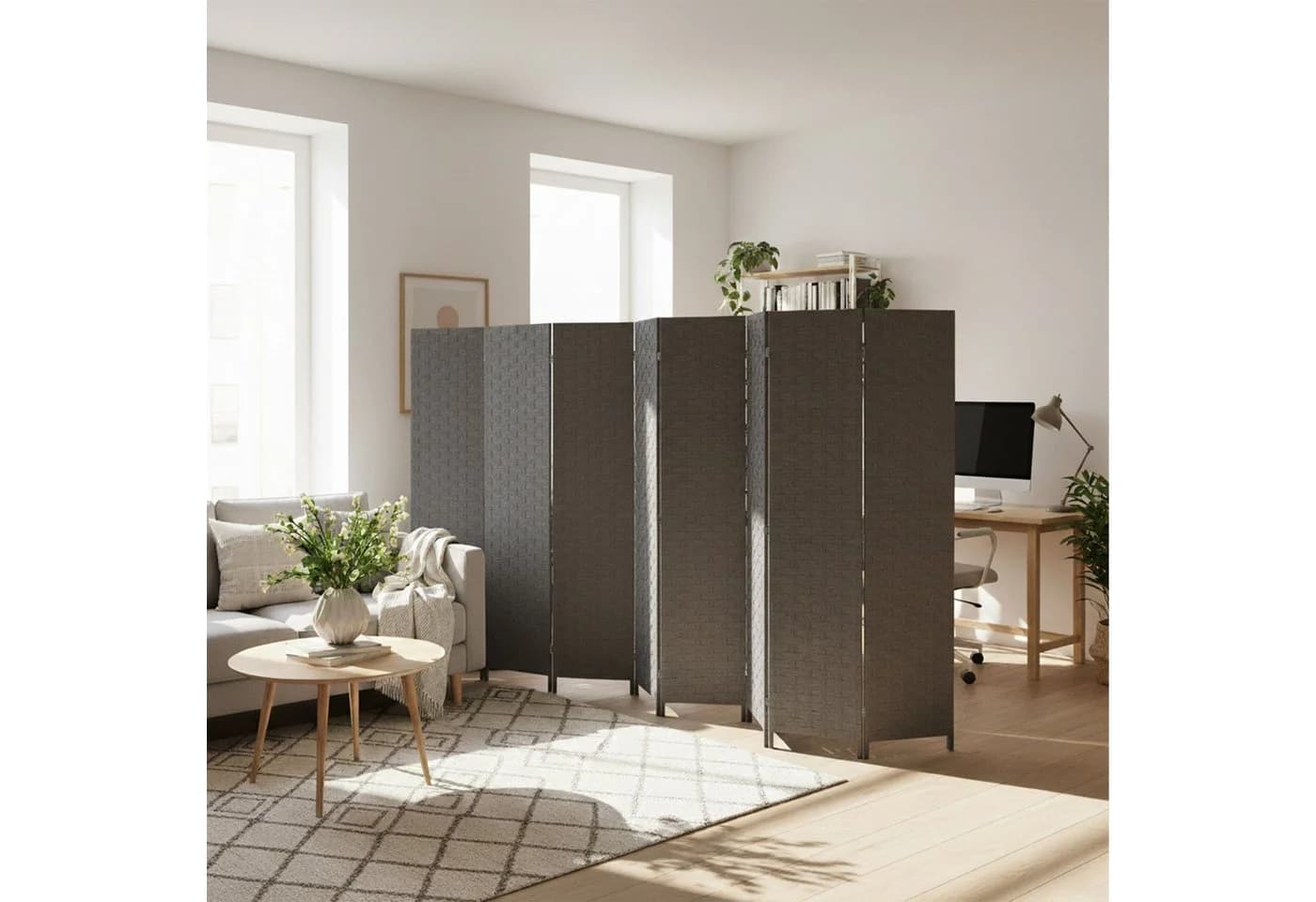 relaxdays Raumteiler 8-teilig grau Faltwandschirm