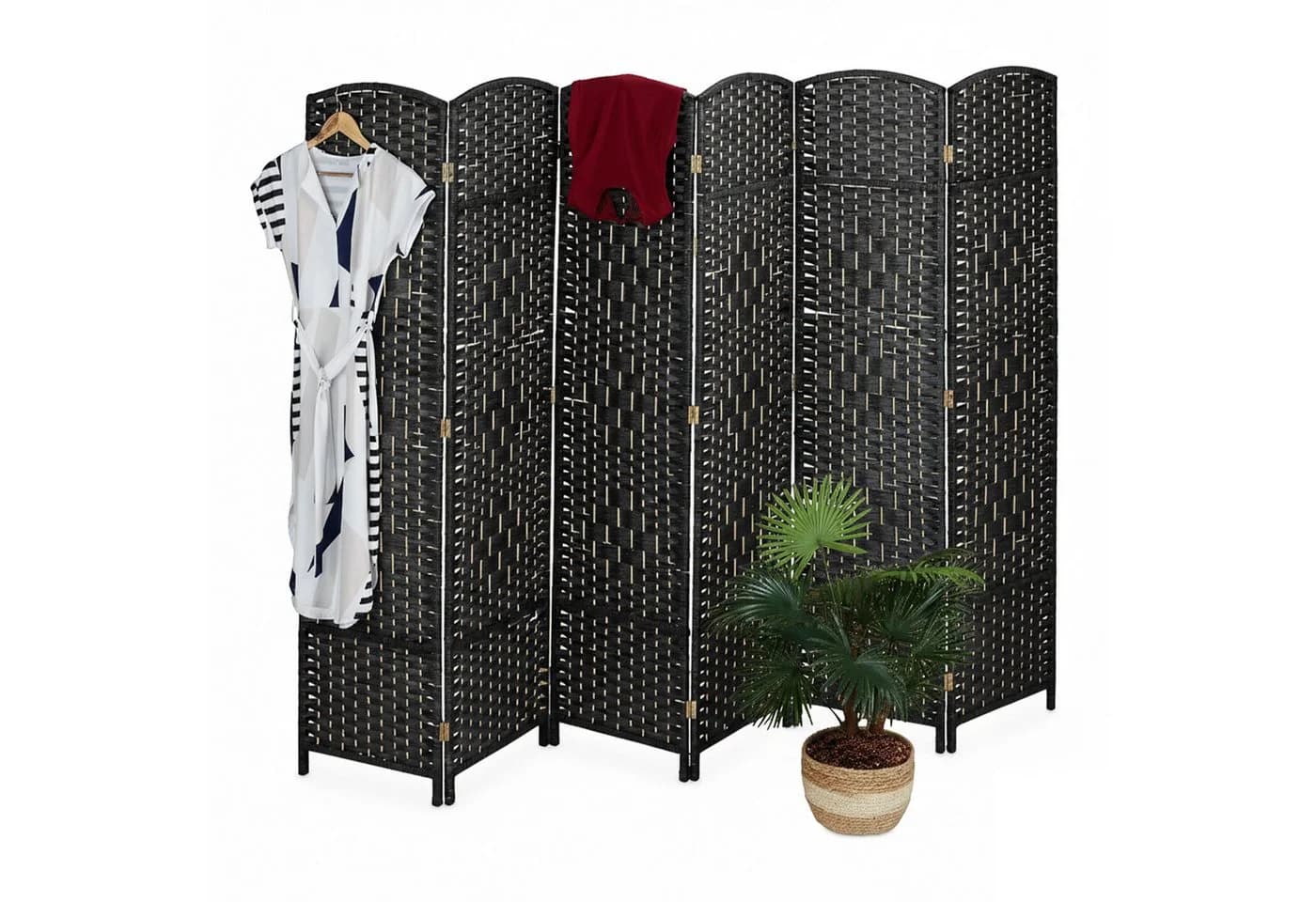 relaxdays Paravent Raumteiler 6-teilig Schwarz Faltbar - Bild 2