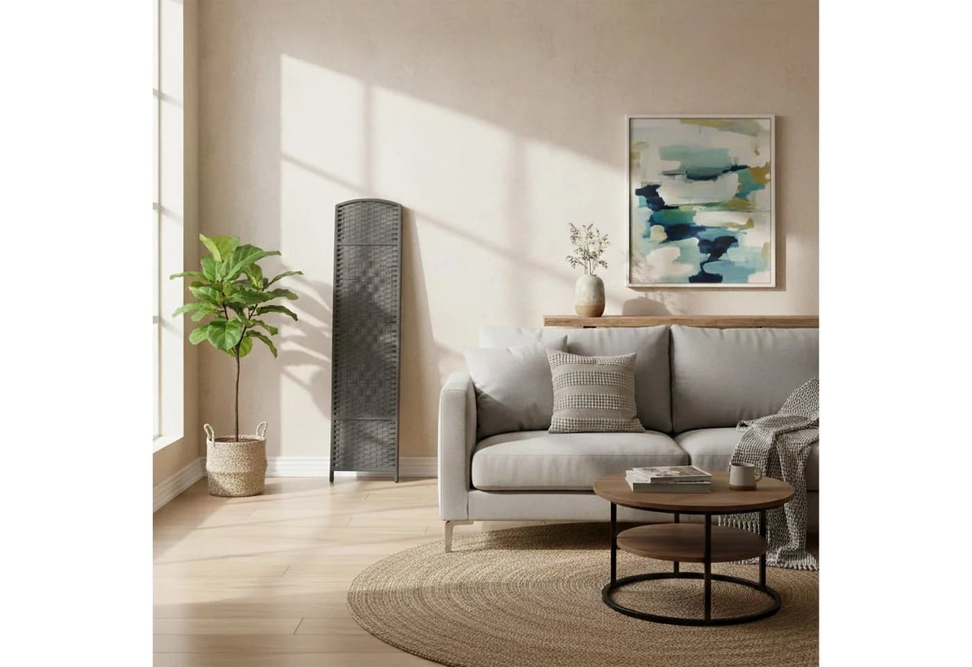 relaxdays Paravent Raumteiler 6-teilig Grau - Bild 5