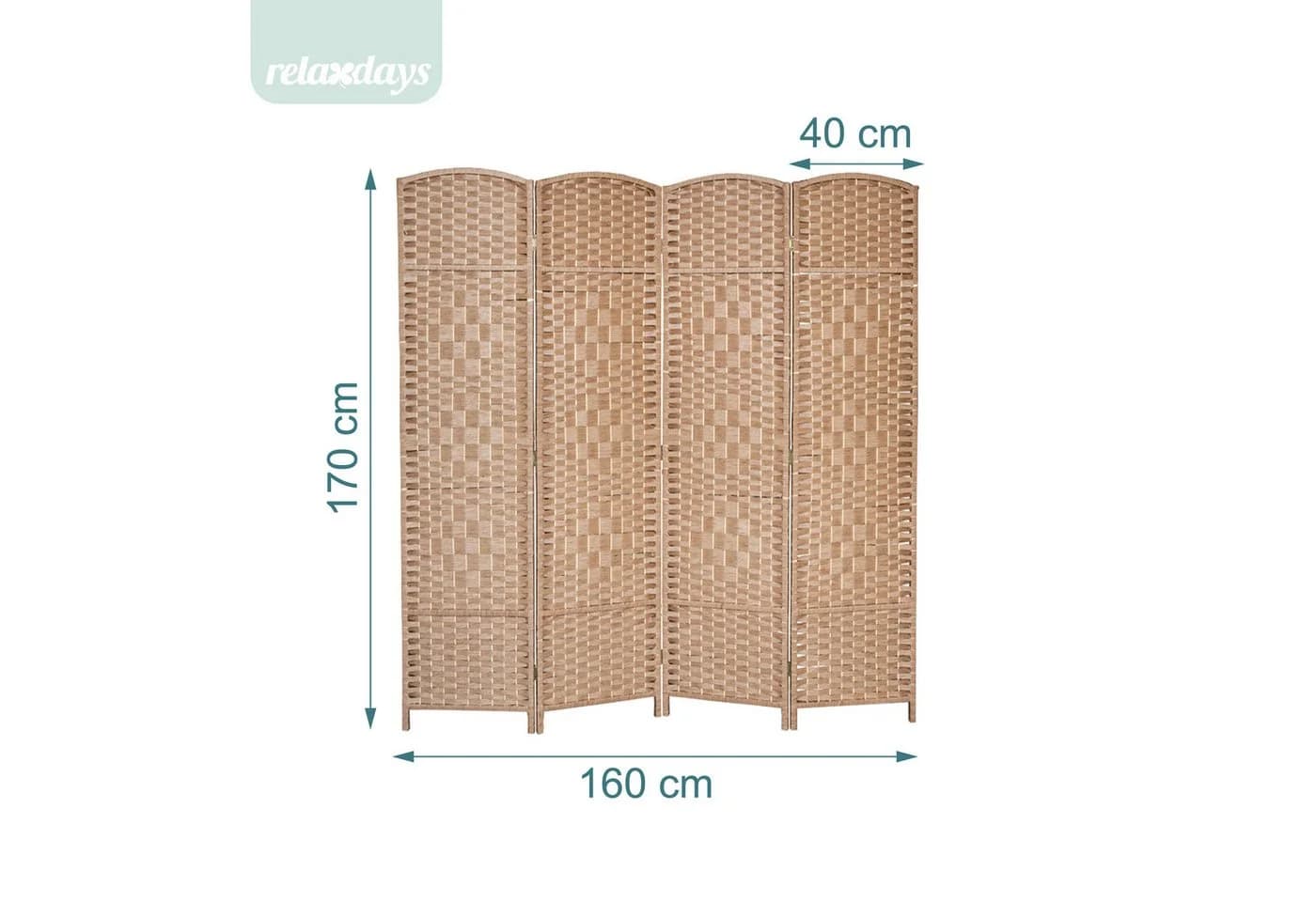 RELAXDAYS Paravent Raumteiler 4-teilig Natur Papierseil - Bild 4