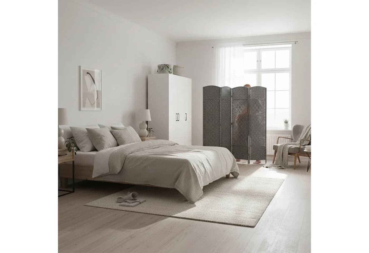 relaxdays Paravent Raumteiler 4 teilig Grau Faltbar - Bild 3
