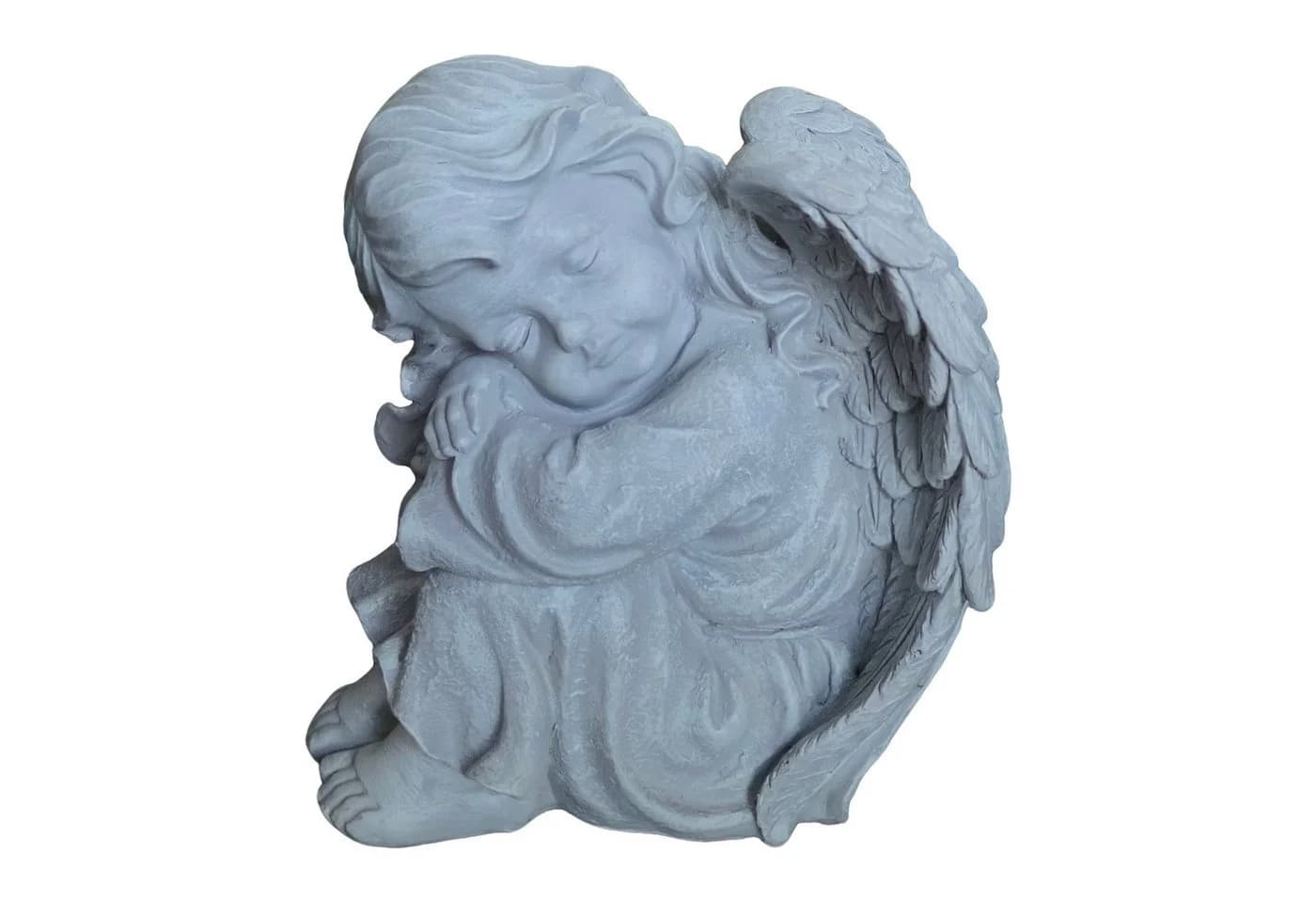 relaxdays Schlafender Grabengel Grau Polyresin Figur - Bild 2