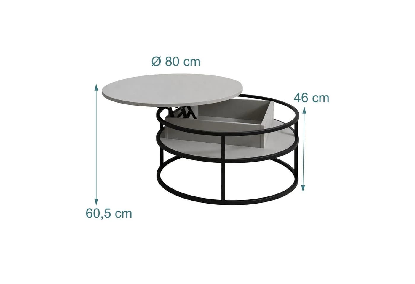 relaxdays Couchtisch mit Hebeplatte & Stauraum grau - Bild 4