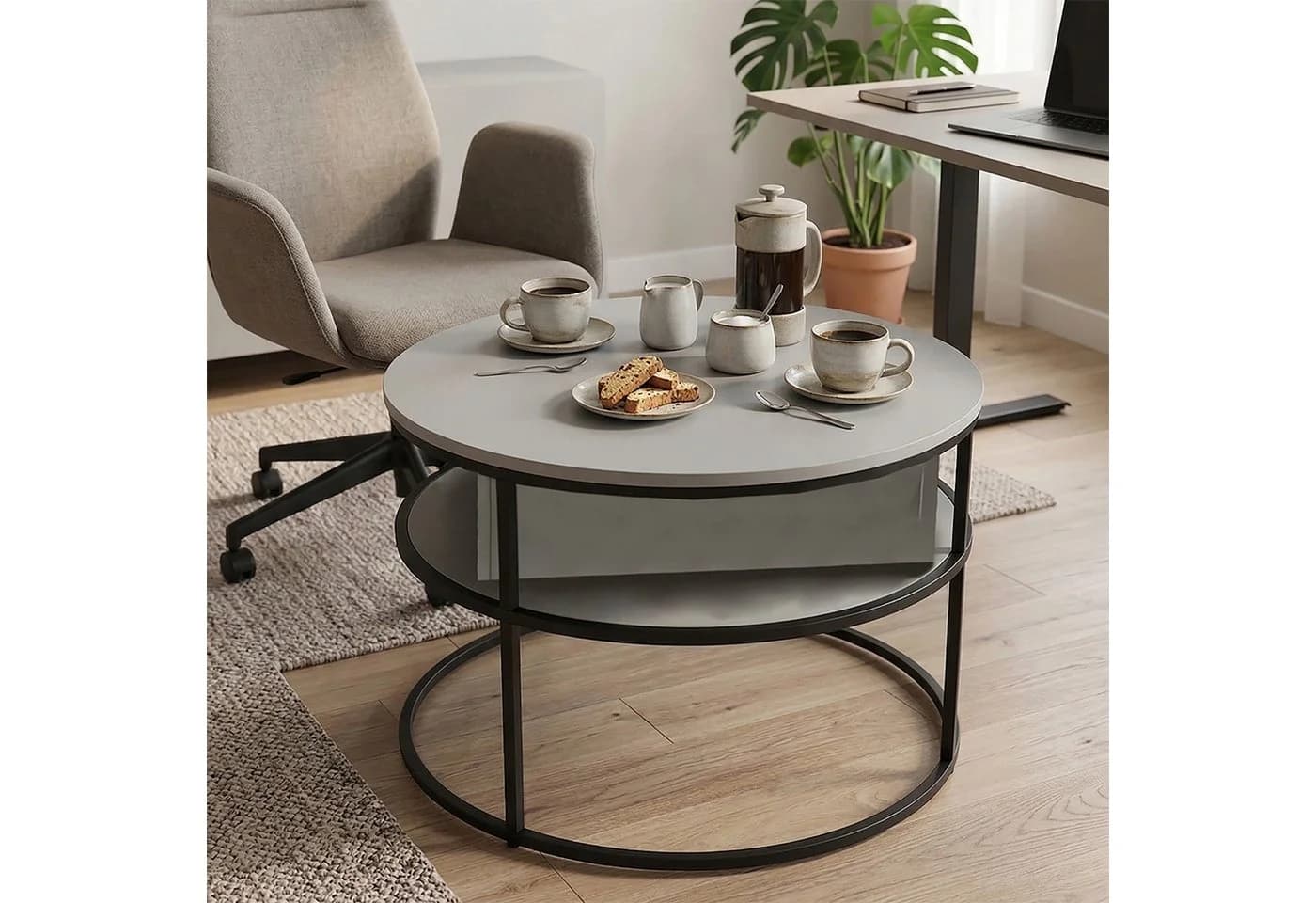 relaxdays Couchtisch mit Hebeplatte & Stauraum grau - Bild 5