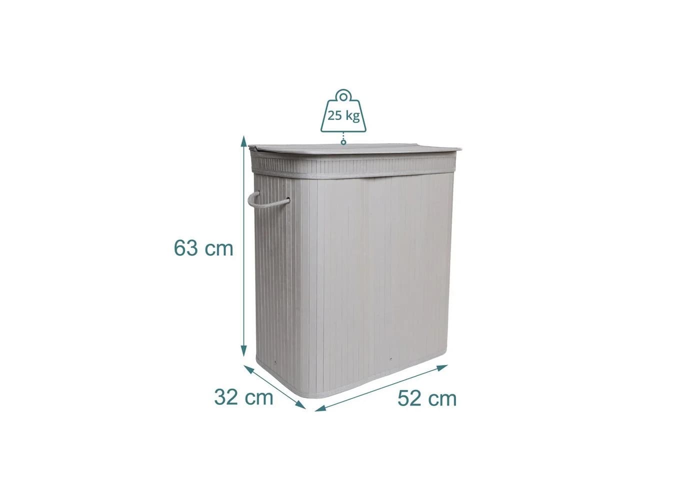 relaxdays Wäschekorb Bambus mit Deckel Grau 100L - Bild 4