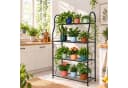 relaxdays Pflanzentreppe Blumenregal Metall 4 Ablagen Schwarz Bild 5