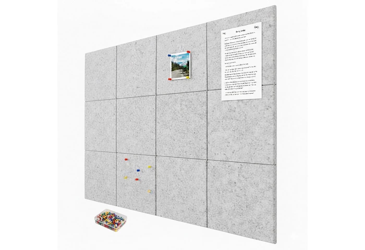 relaxdays Pinnwand 12x selbstklebend Filz Quadrat Grau - Bild 2