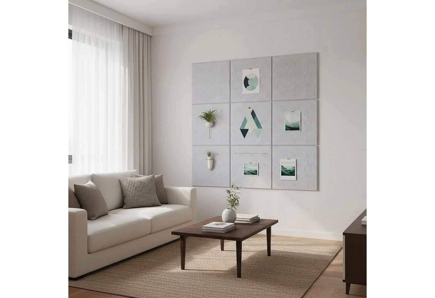 relaxdays Pinnwand 12x selbstklebend Filz Quadrat Grau - Bild 3
