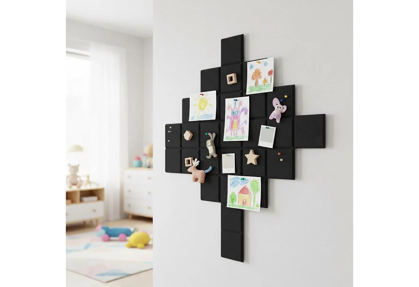 relaxdays Pinnwand 12x selbstklebende Filzquadrate Schwarz - Bild 3