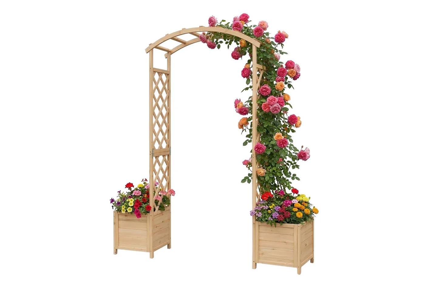 RELAXDAYS Rosenbogen mit Pflanzkübeln Natur Tannenholz - Bild 2