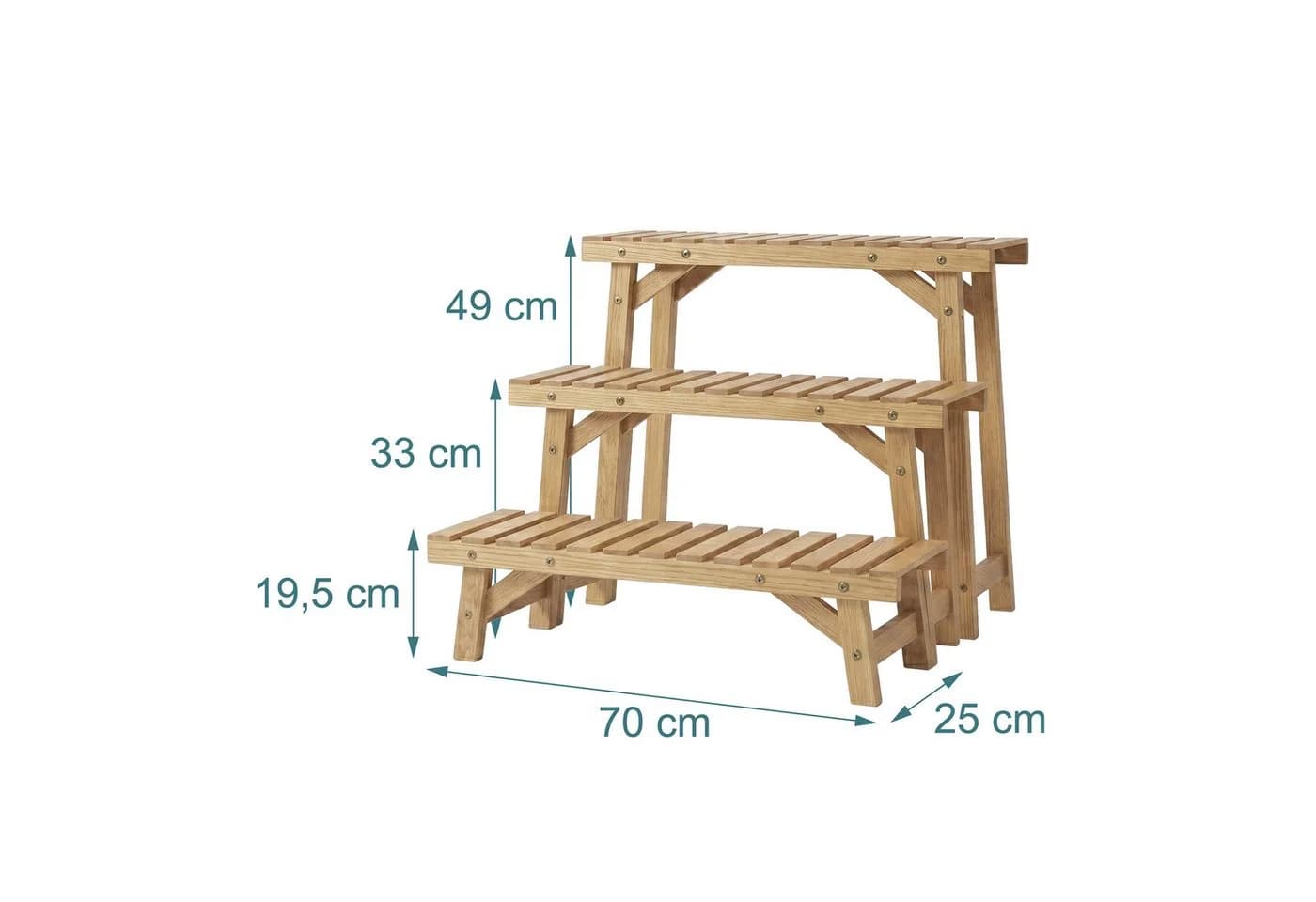 relaxdays Pflanzentreppe 3-teilig aus Tannenholz Natur - Bild 4