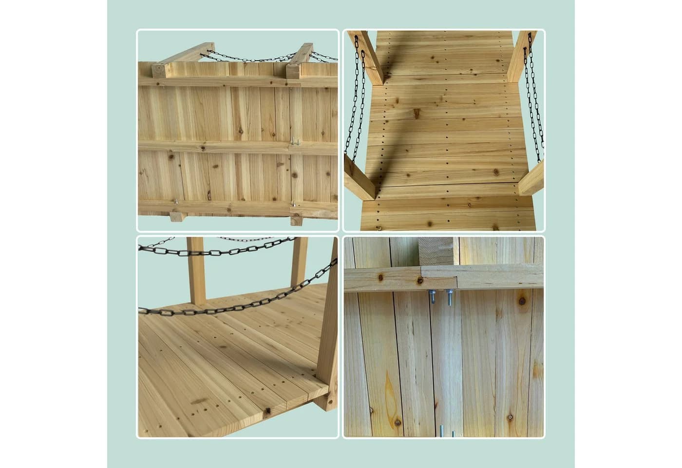 relaxdays Zierbrücke aus Tannenholz mit Kettengeländer - Bild 5