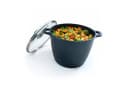 relaxdays Suppentopf mit Glasdeckel 6 Liter Aluminiumguss Schwarz Silber Bild 2