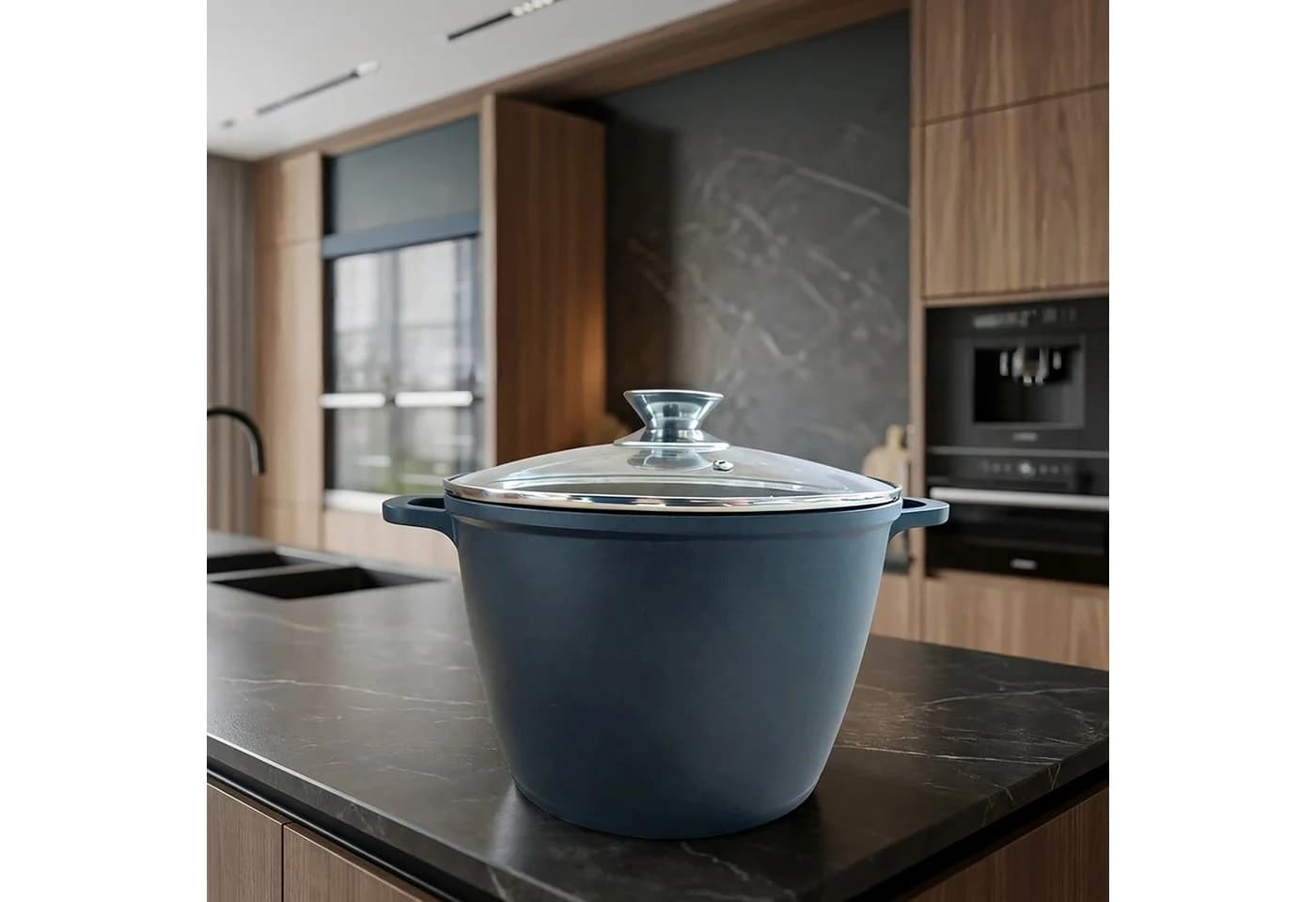 relaxdays Suppentopf mit Glasdeckel 6 Liter Aluminiumguss Schwarz Silber - Bild 3